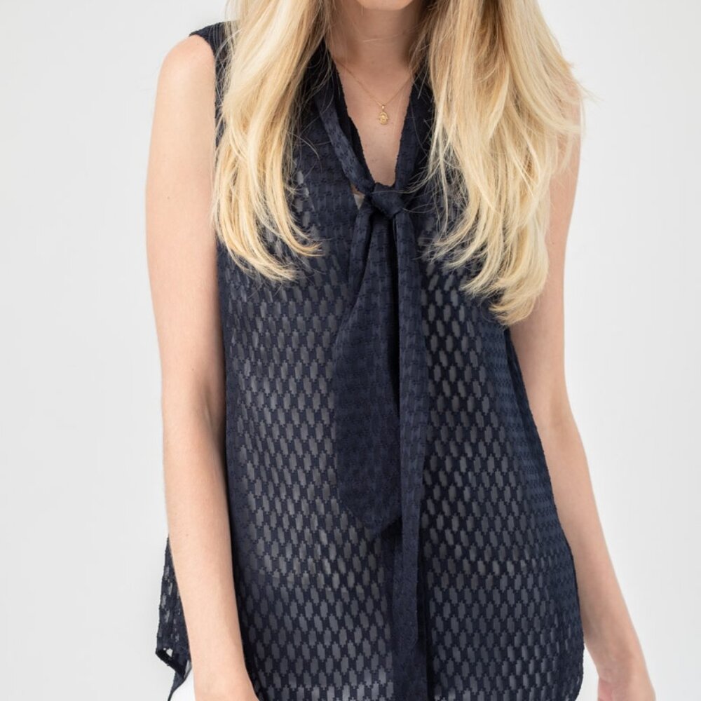 L'AGENCE Natalia Necktie Blouse in Midnight - Picture 3 of 4